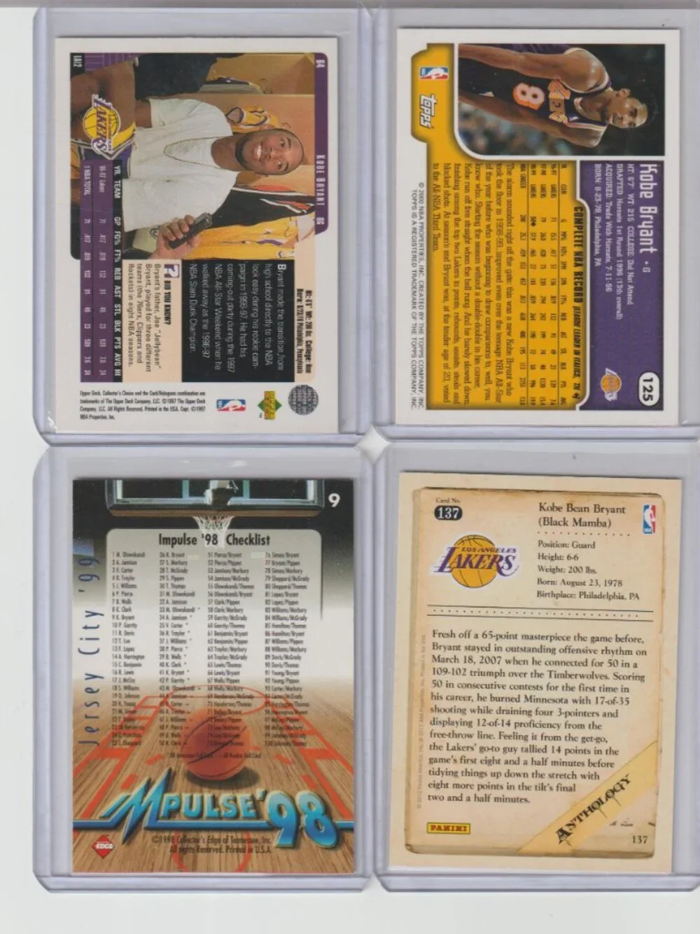 Kobe Bryant 4 Card Set — Lakers/Black Mamba Magic #26